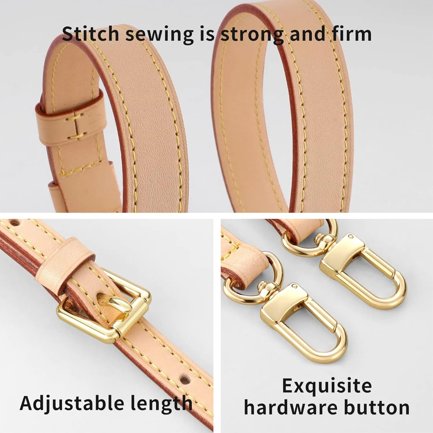 Doxo Vachetta Leather Replacement Crossbody Bag Strap,Fit for L Speedy 25 30 35 40 More