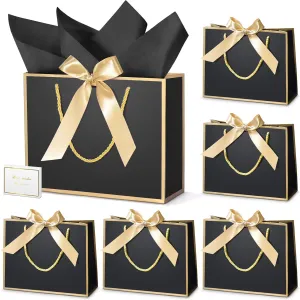 DOYIDE 30 Pcs Thank You Gift Bags with Tissue Paper, 9x7x3.1in Paper Gift Bags with Handles, Gift Wrap Bags with Bow Ribbon for Wedding Birthday Baby Shower Bridesmaid Party