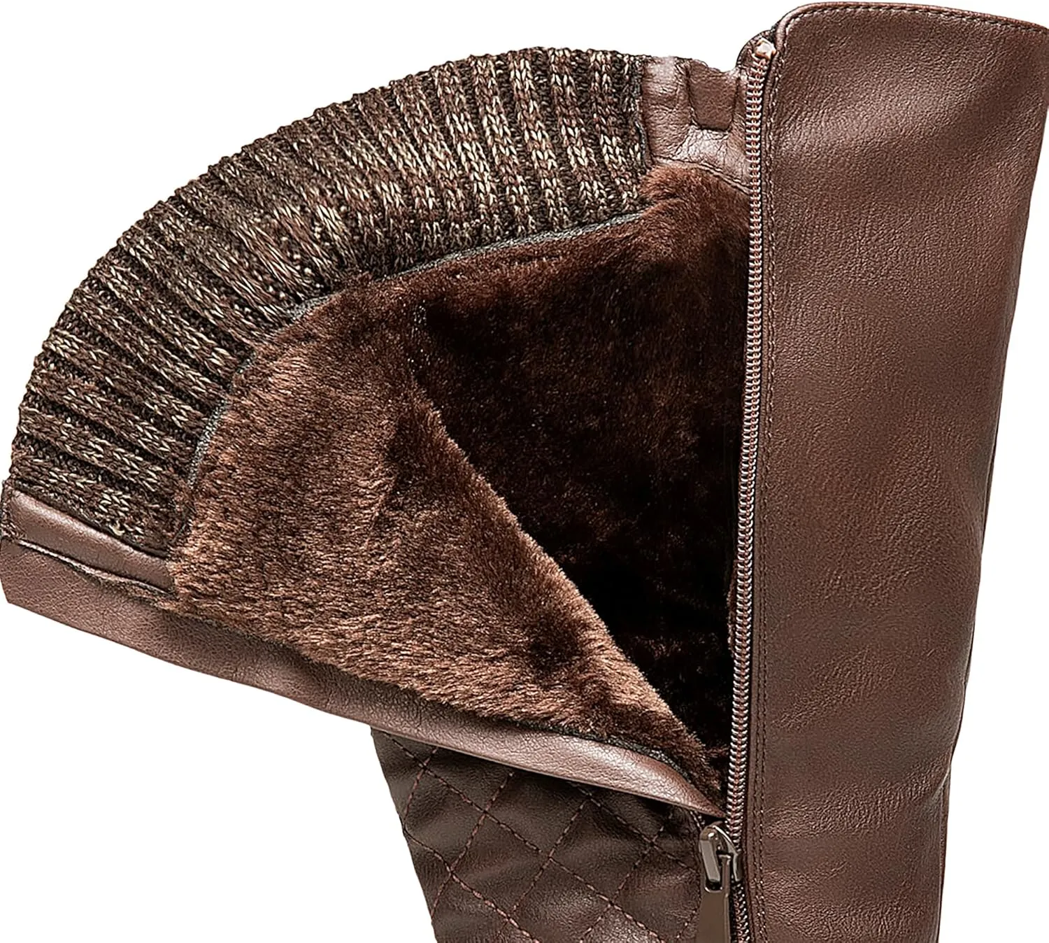 DREAM PAIRS Women's Faux Fur Knee High Boot Round Toe Fall Winter Boots