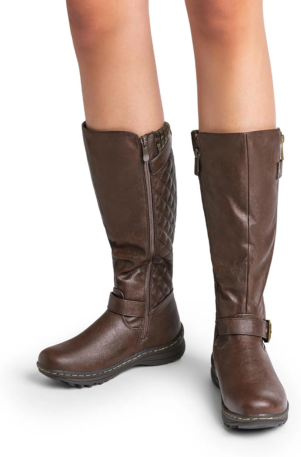 DREAM PAIRS Women's Faux Fur Knee High Boot Round Toe Fall Winter Boots