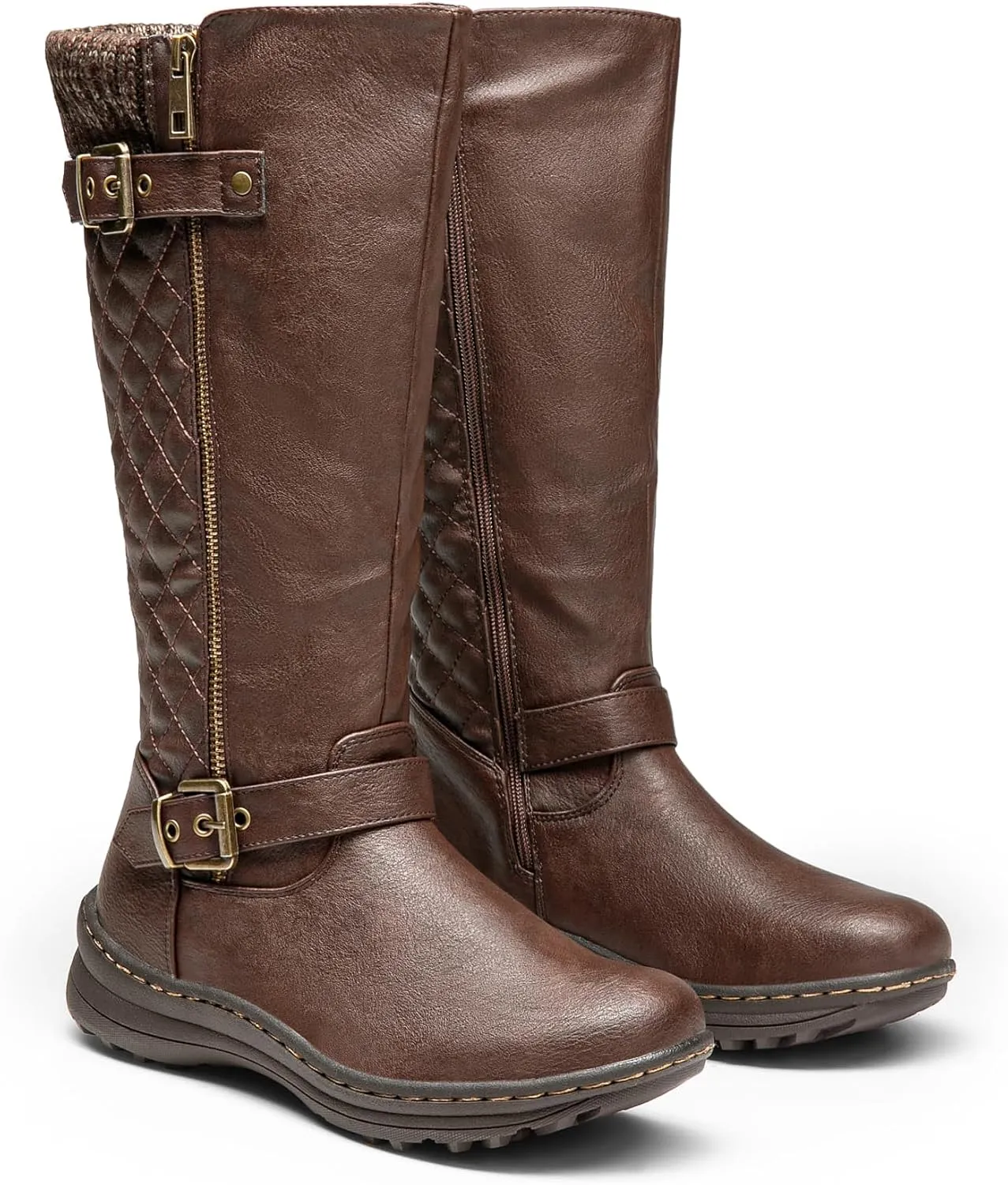 DREAM PAIRS Women's Faux Fur Knee High Boot Round Toe Fall Winter Boots