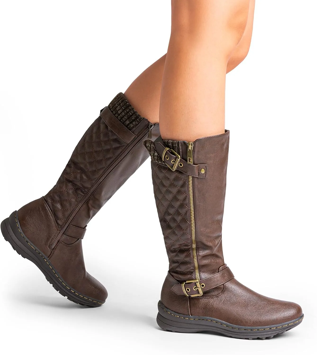 DREAM PAIRS Women's Faux Fur Knee High Boot Round Toe Fall Winter Boots