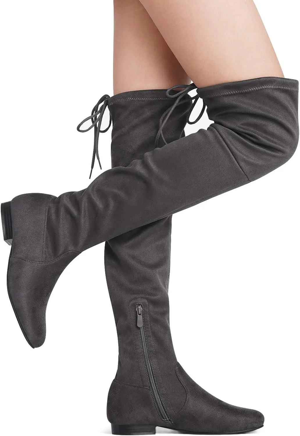 DREAM PAIRS Women's HIGHPLAT Black Chunky Thigh High Over The Knee High Heel Boots
