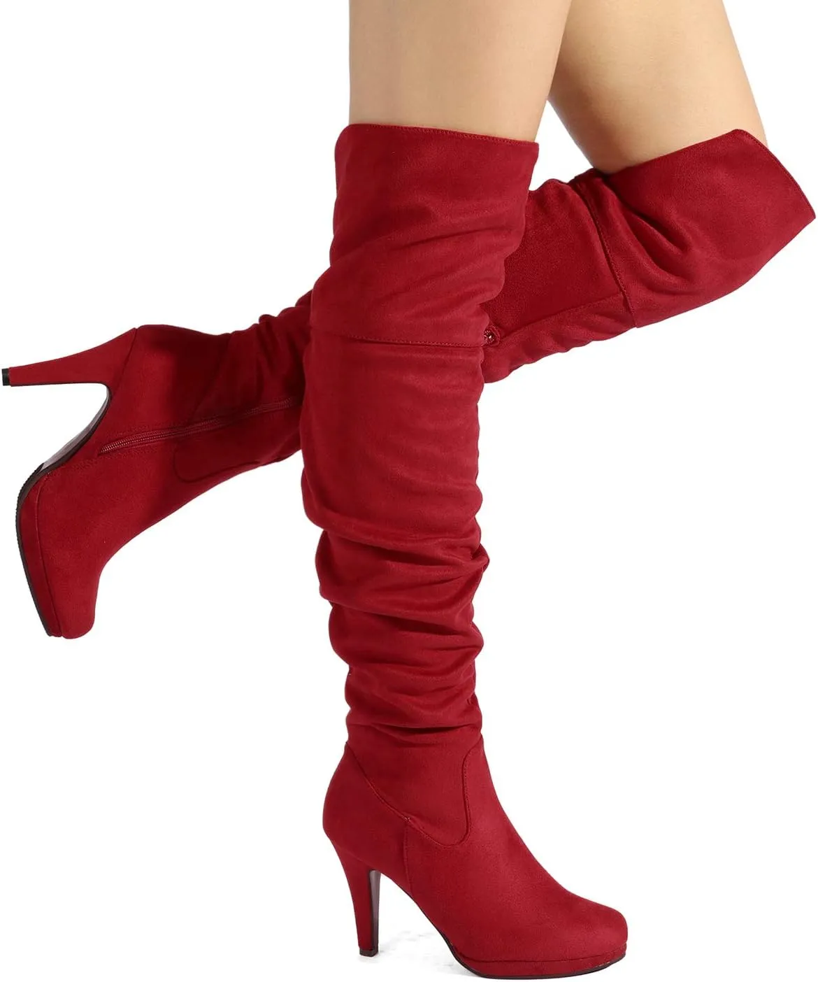 DREAM PAIRS Women's HIGHPLAT Black Chunky Thigh High Over The Knee High Heel Boots