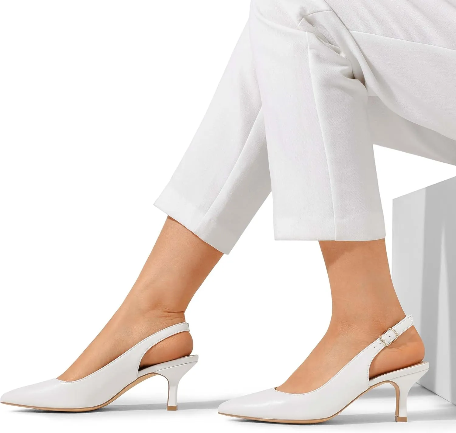 DREAM PAIRS Women's Kitten Heels Slingback Closed Pointed Toe Low Pumps Shoes Women Party Wedding Sexy Casual Dress Shoes
