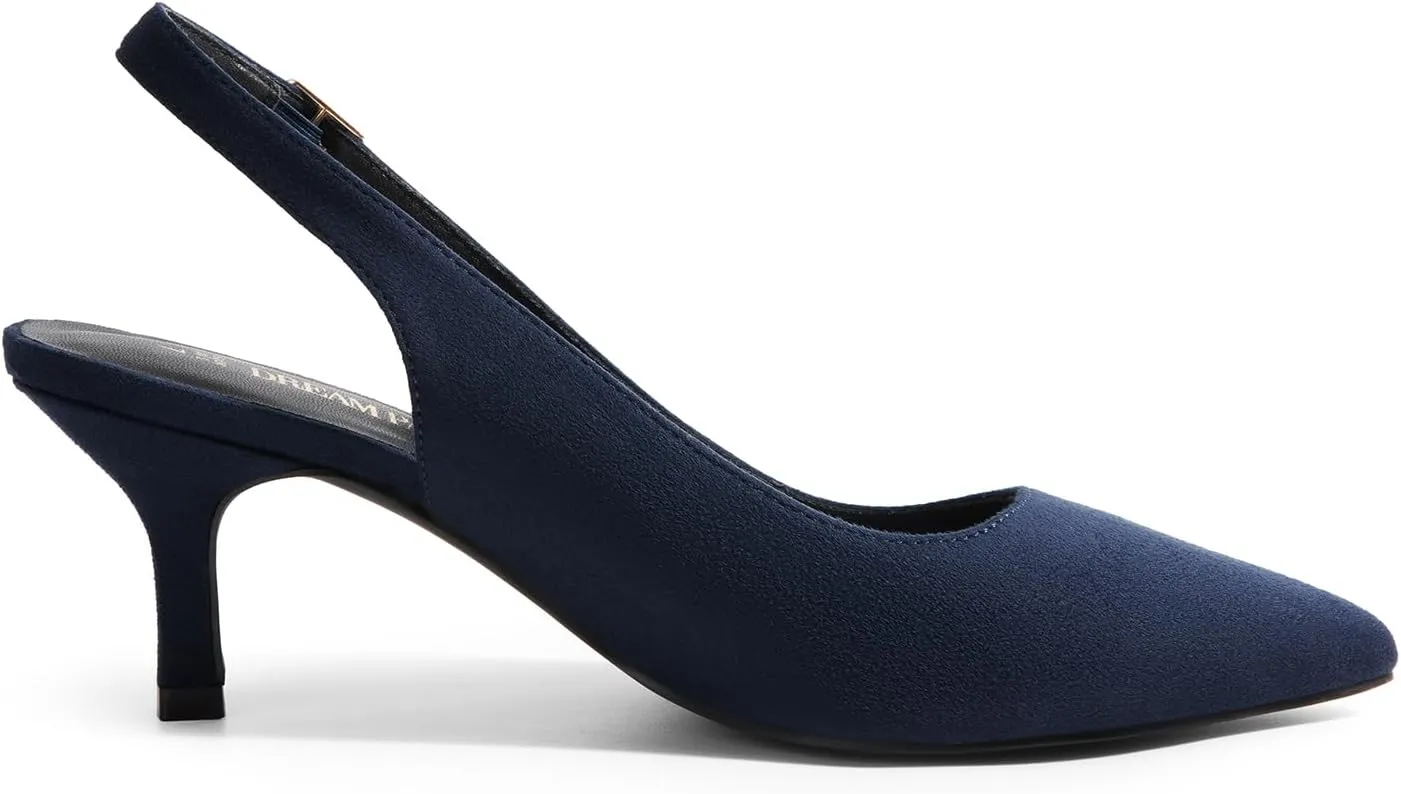 DREAM PAIRS Women's Kitten Heels Slingback Closed Pointed Toe Low Pumps Shoes Women Party Wedding Sexy Casual Dress Shoes