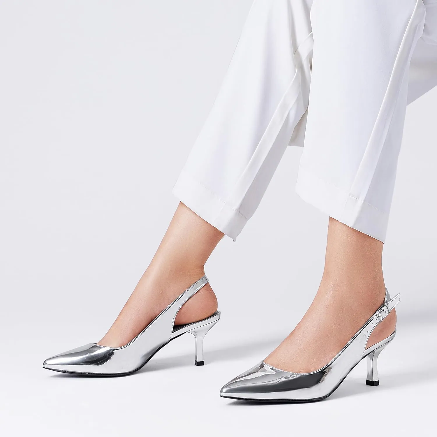 DREAM PAIRS Women's Kitten Heels Slingback Closed Pointed Toe Low Pumps Shoes Women Party Wedding Sexy Casual Dress Shoes
