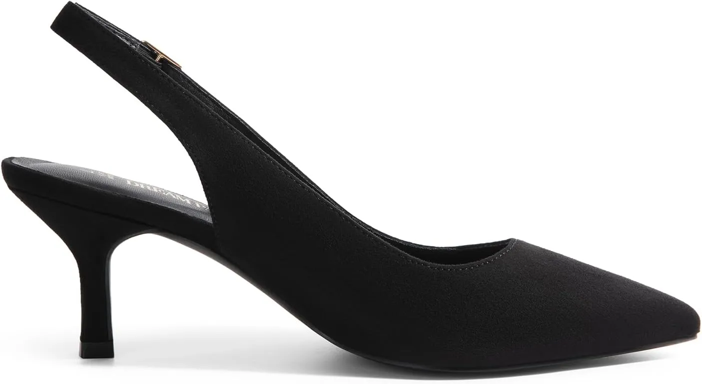 DREAM PAIRS Women's Kitten Heels Slingback Closed Pointed Toe Low Pumps Shoes Women Party Wedding Sexy Casual Dress Shoes
