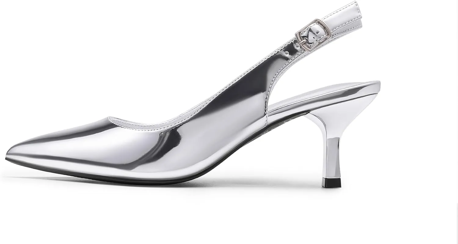 DREAM PAIRS Women's Kitten Heels Slingback Closed Pointed Toe Low Pumps Shoes Women Party Wedding Sexy Casual Dress Shoes