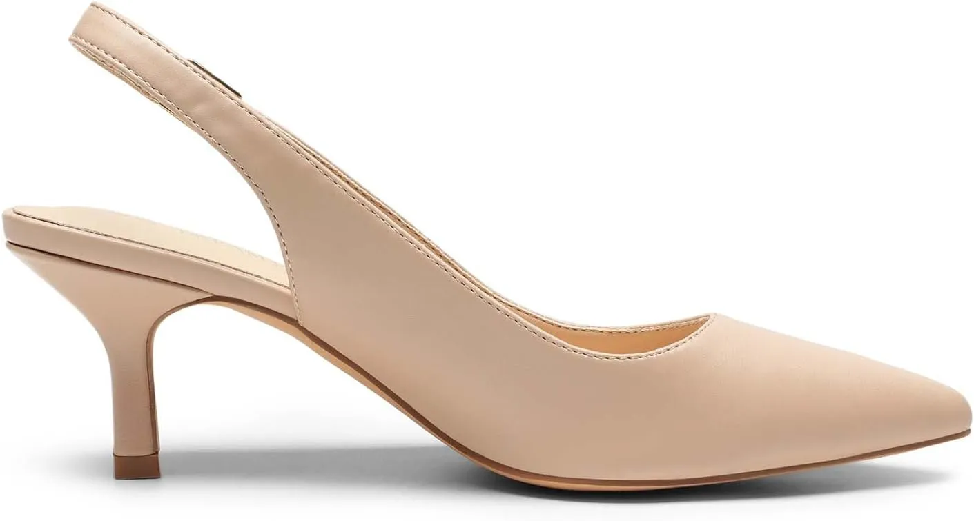 DREAM PAIRS Women's Kitten Heels Slingback Closed Pointed Toe Low Pumps Shoes Women Party Wedding Sexy Casual Dress Shoes