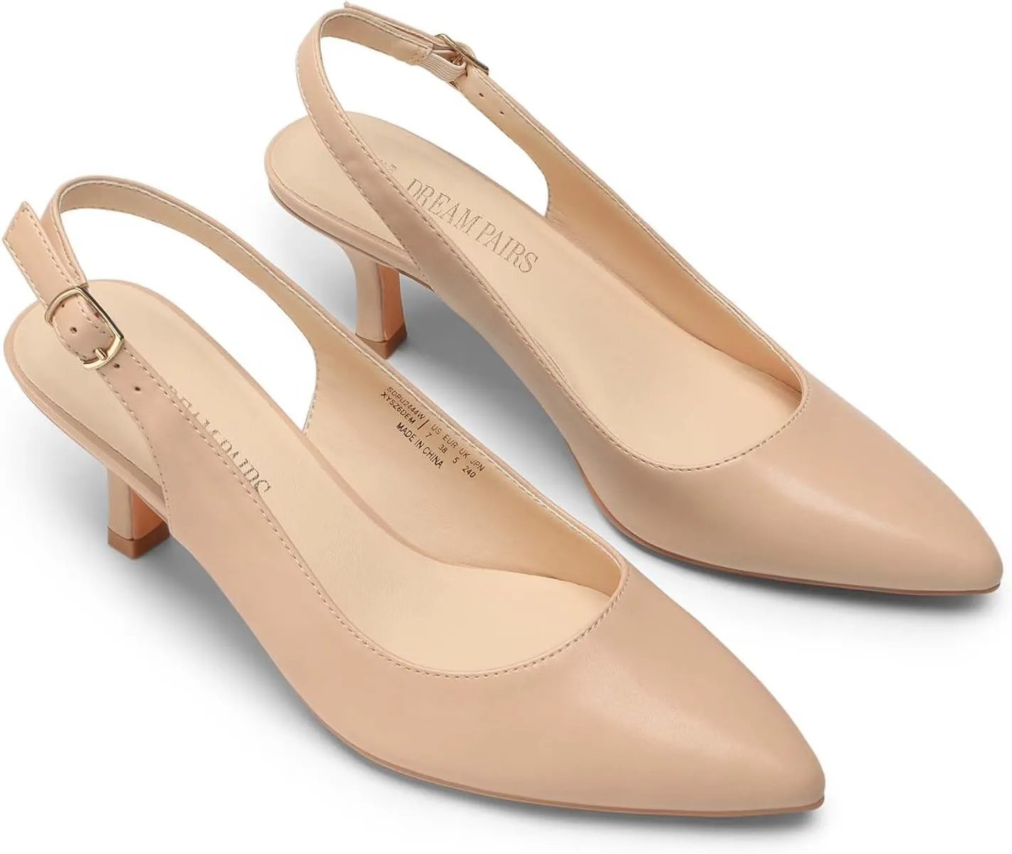 DREAM PAIRS Women's Kitten Heels Slingback Closed Pointed Toe Low Pumps Shoes Women Party Wedding Sexy Casual Dress Shoes