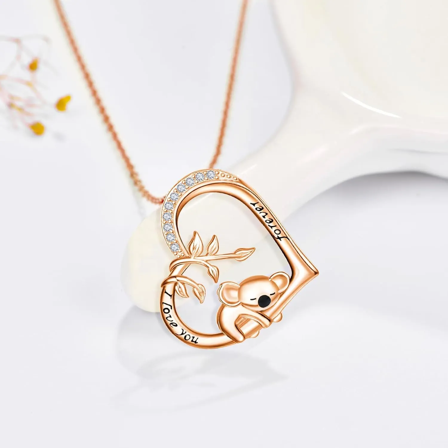 Dreamboat Koala Heart Necklace for Women 925 Sterling Silver I Love You Forever Pendant Necklaces Cute Koalas Jewelry Christmas Birthday Gifts for Koala Lovers