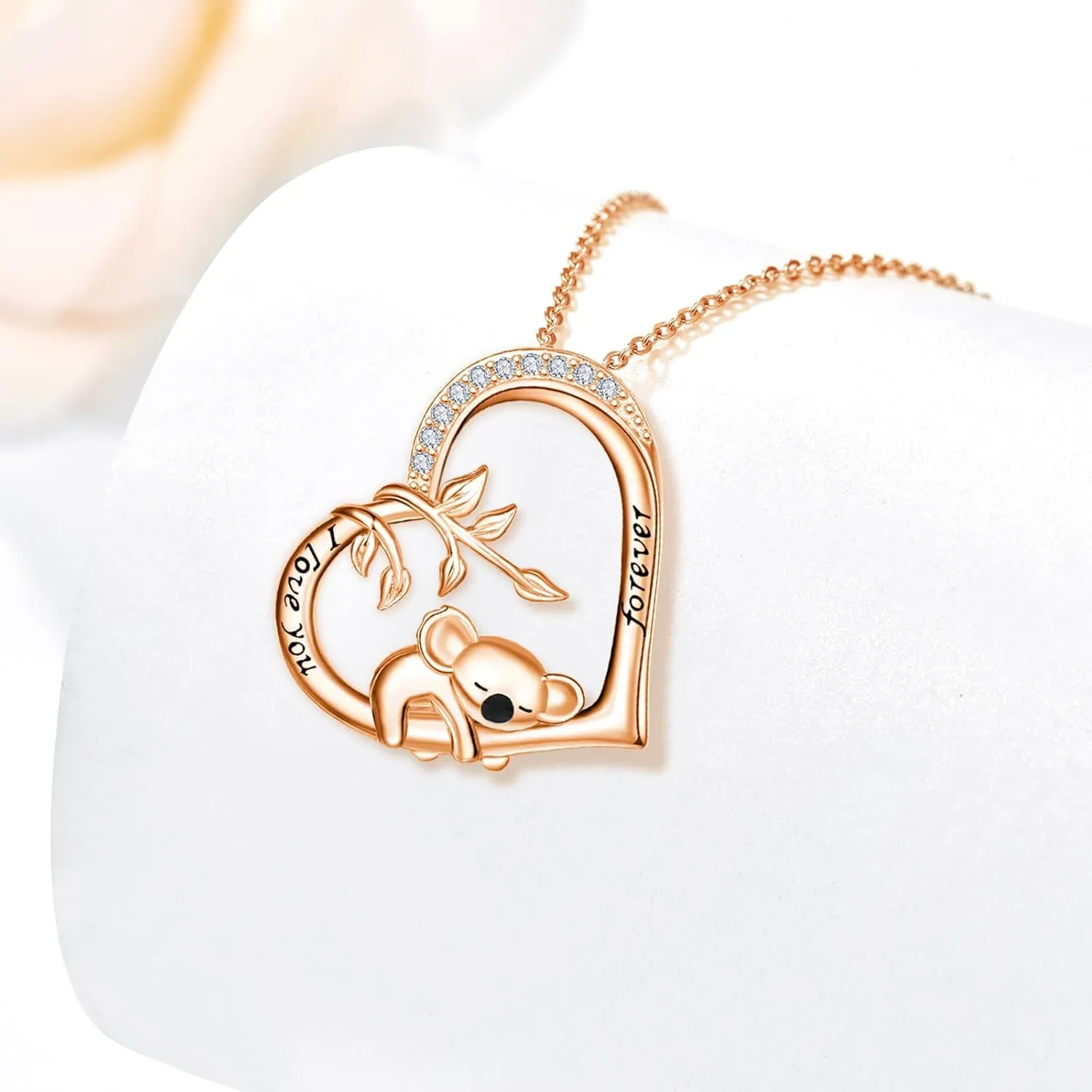 Dreamboat Koala Heart Necklace for Women 925 Sterling Silver I Love You Forever Pendant Necklaces Cute Koalas Jewelry Christmas Birthday Gifts for Koala Lovers
