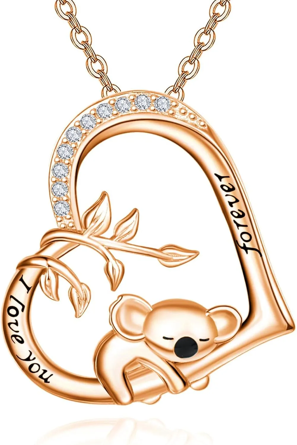 Dreamboat Koala Heart Necklace for Women 925 Sterling Silver I Love You Forever Pendant Necklaces Cute Koalas Jewelry Christmas Birthday Gifts for Koala Lovers