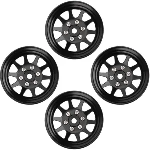 Drfeify Metal Beadlock Wheel Hub Durable Stable Flexible for Axial SCX10 Remote Control Car RC Car Accessories 4pcs Black for Climbing Vehicle (Black)