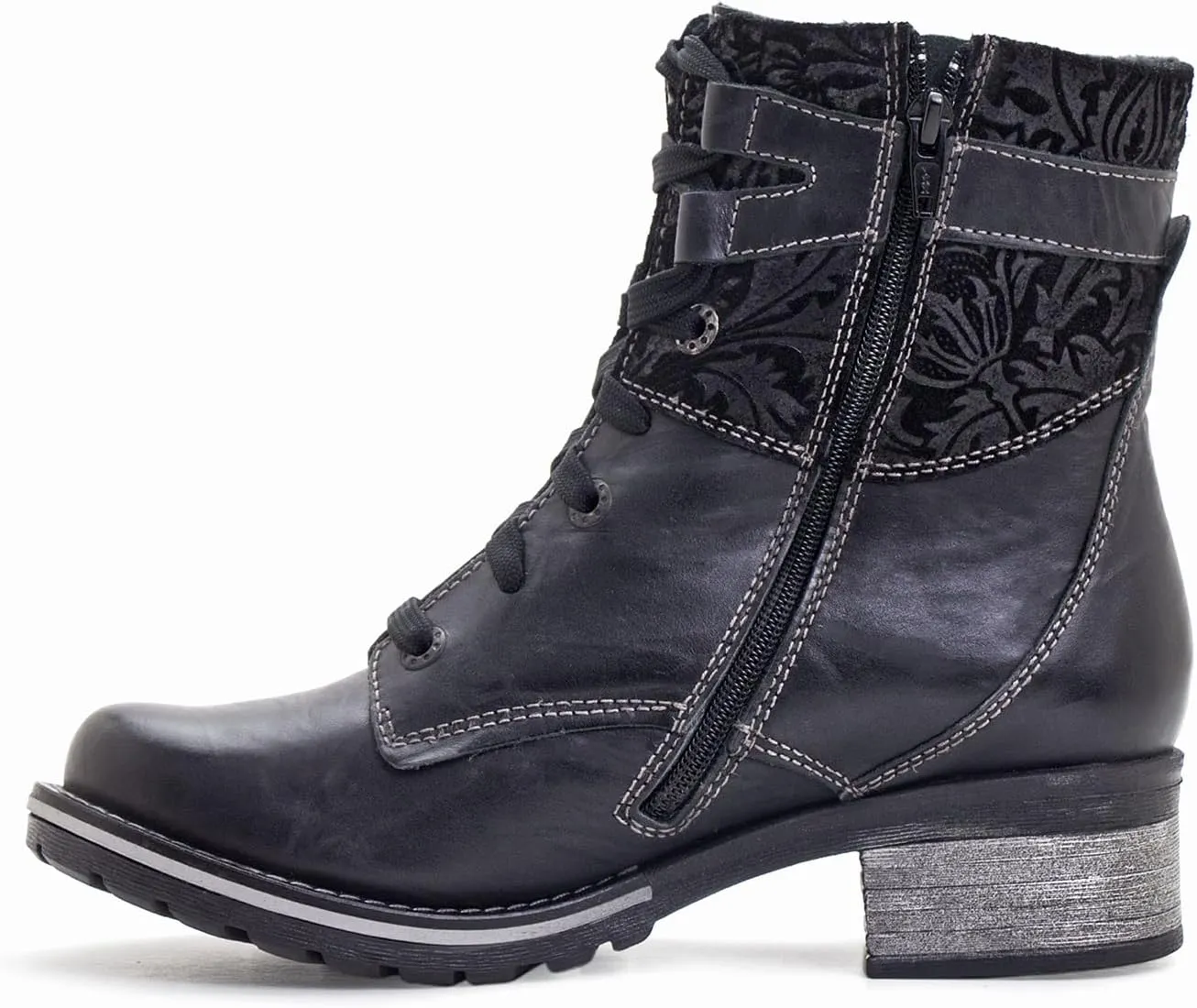 Dromedaris Women's Kara Combat Lace-up Comfort Boot with Inside Zip