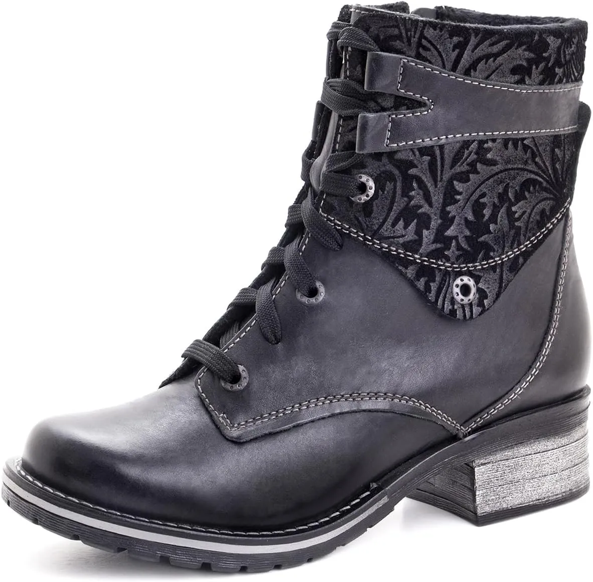 Dromedaris Women's Kara Combat Lace-up Comfort Boot with Inside Zip