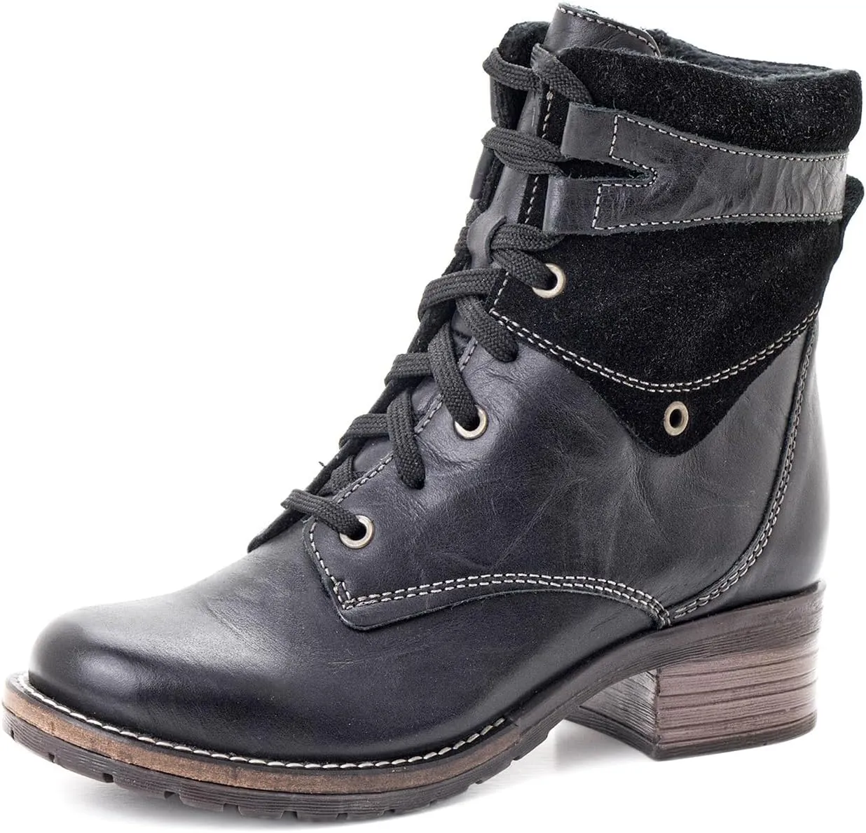 Dromedaris Women's Kara Combat Lace-up Comfort Boot with Inside Zip