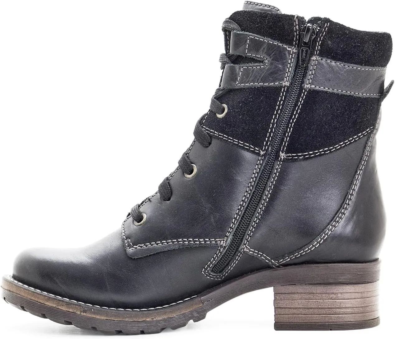 Dromedaris Women's Kara Combat Lace-up Comfort Boot with Inside Zip