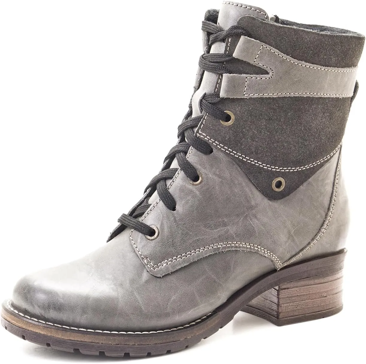 Dromedaris Women's Kara Combat Lace-up Comfort Boot with Inside Zip