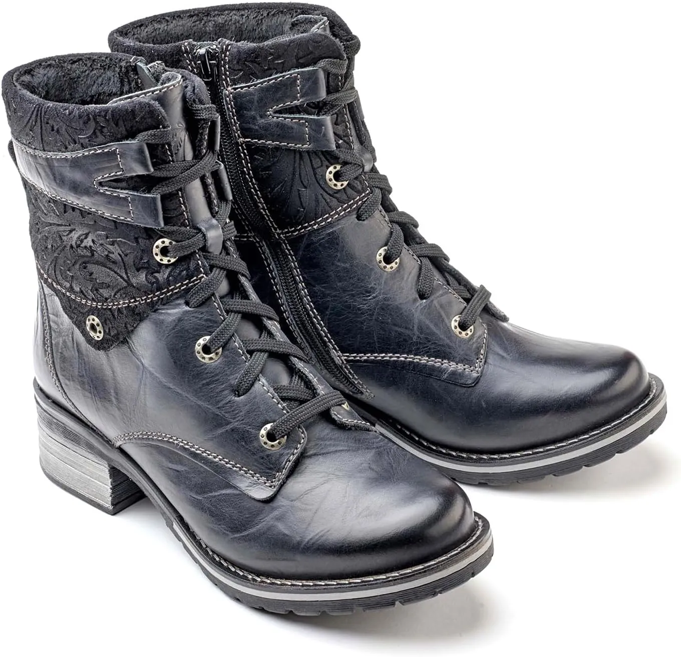 Dromedaris Women's Kara Combat Lace-up Comfort Boot with Inside Zip