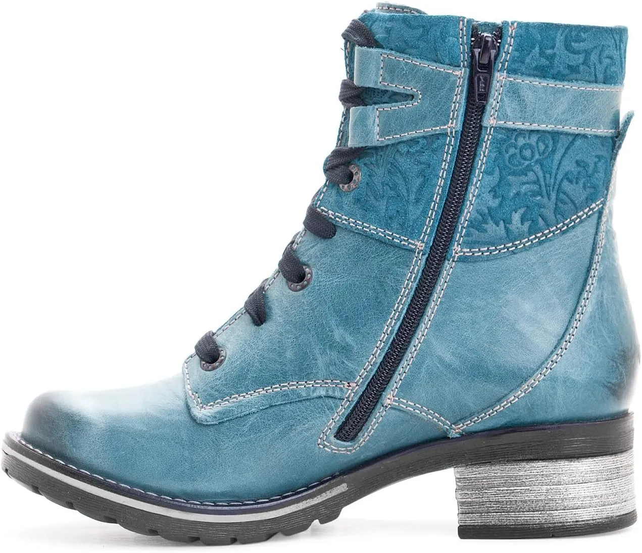 Dromedaris Women's Kara Combat Lace-up Comfort Boot with Inside Zip