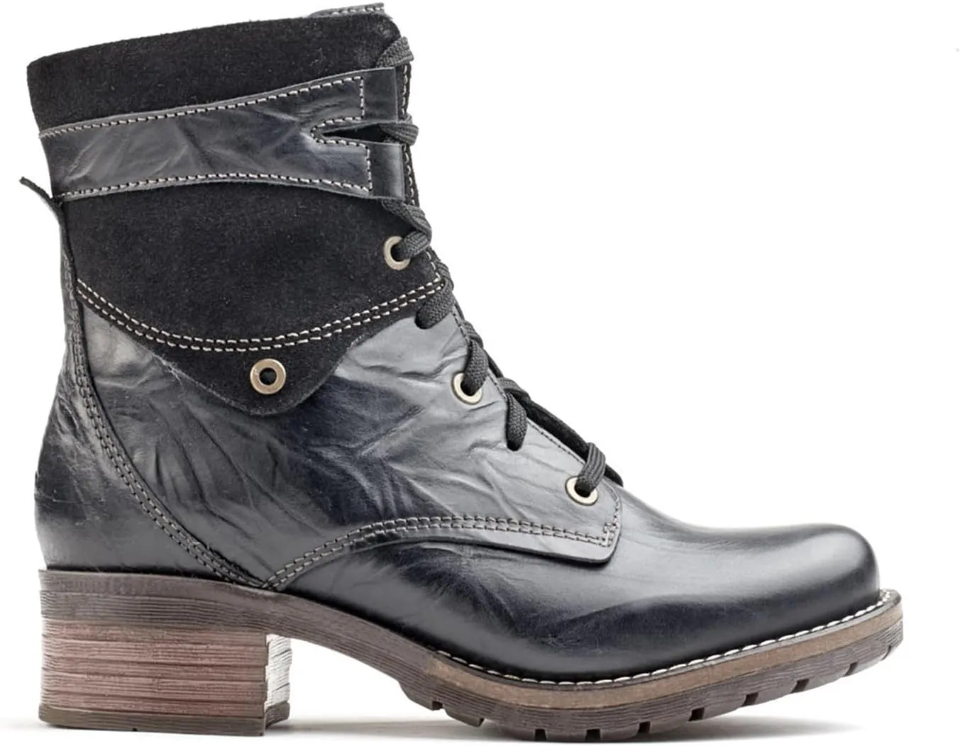 Dromedaris Women's Kara Combat Lace-up Comfort Boot with Inside Zip