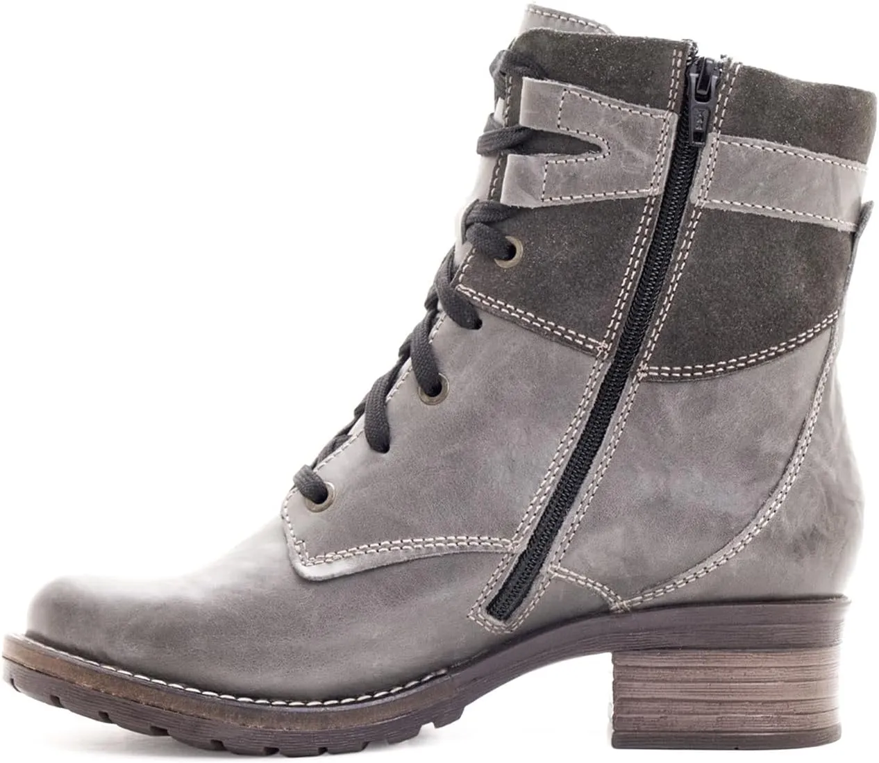 Dromedaris Women's Kara Combat Lace-up Comfort Boot with Inside Zip
