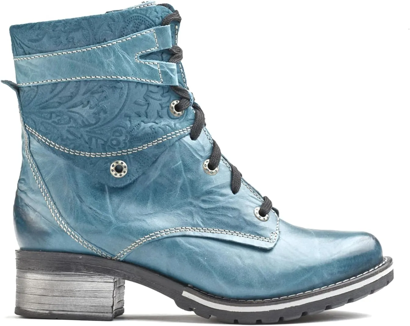 Dromedaris Women's Kara Combat Lace-up Comfort Boot with Inside Zip