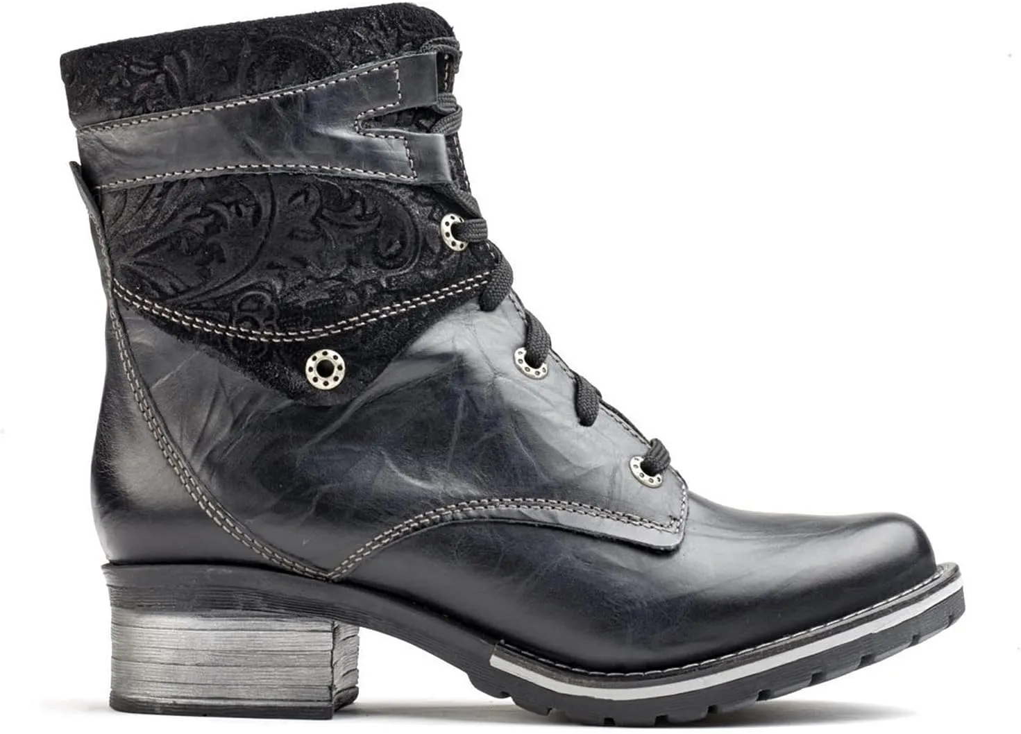 Dromedaris Women's Kara Combat Lace-up Comfort Boot with Inside Zip