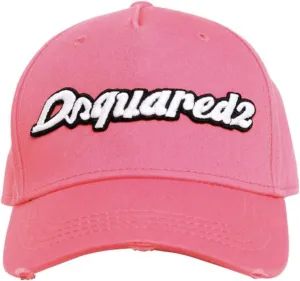 DSQUARED2 Logo Patch Baseball Cap Pink White Hat, pink