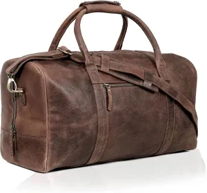 Duffle Genuine Lotus Leather Overnight Travel Luggage Bag for Men Women Gym Sports Garment Weekend Carry On Underseat Business Trip Flight Cabin Bag 24 Inch Professional Mens Unique Gift by Cureo