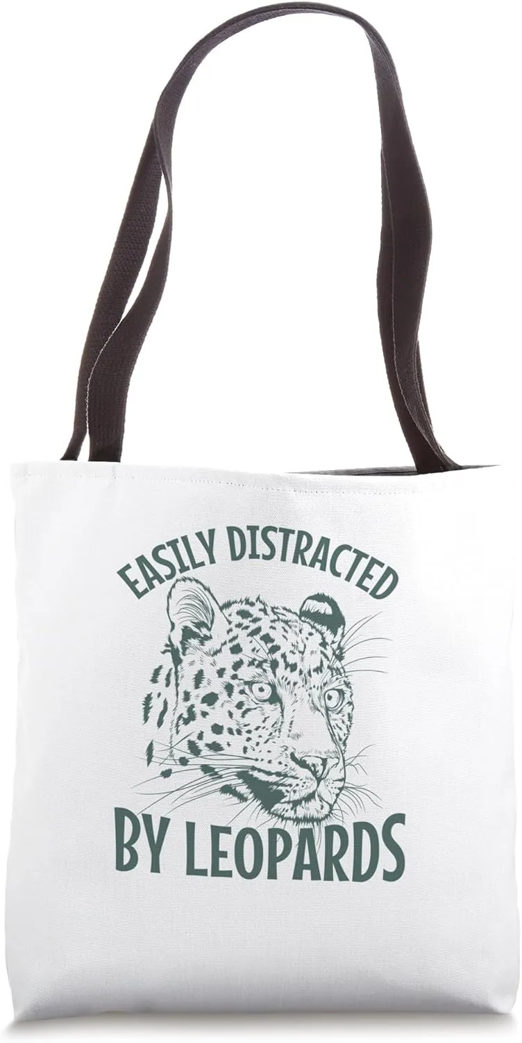 Easily Distracted by Leopards Predatory Cat Tote Bag