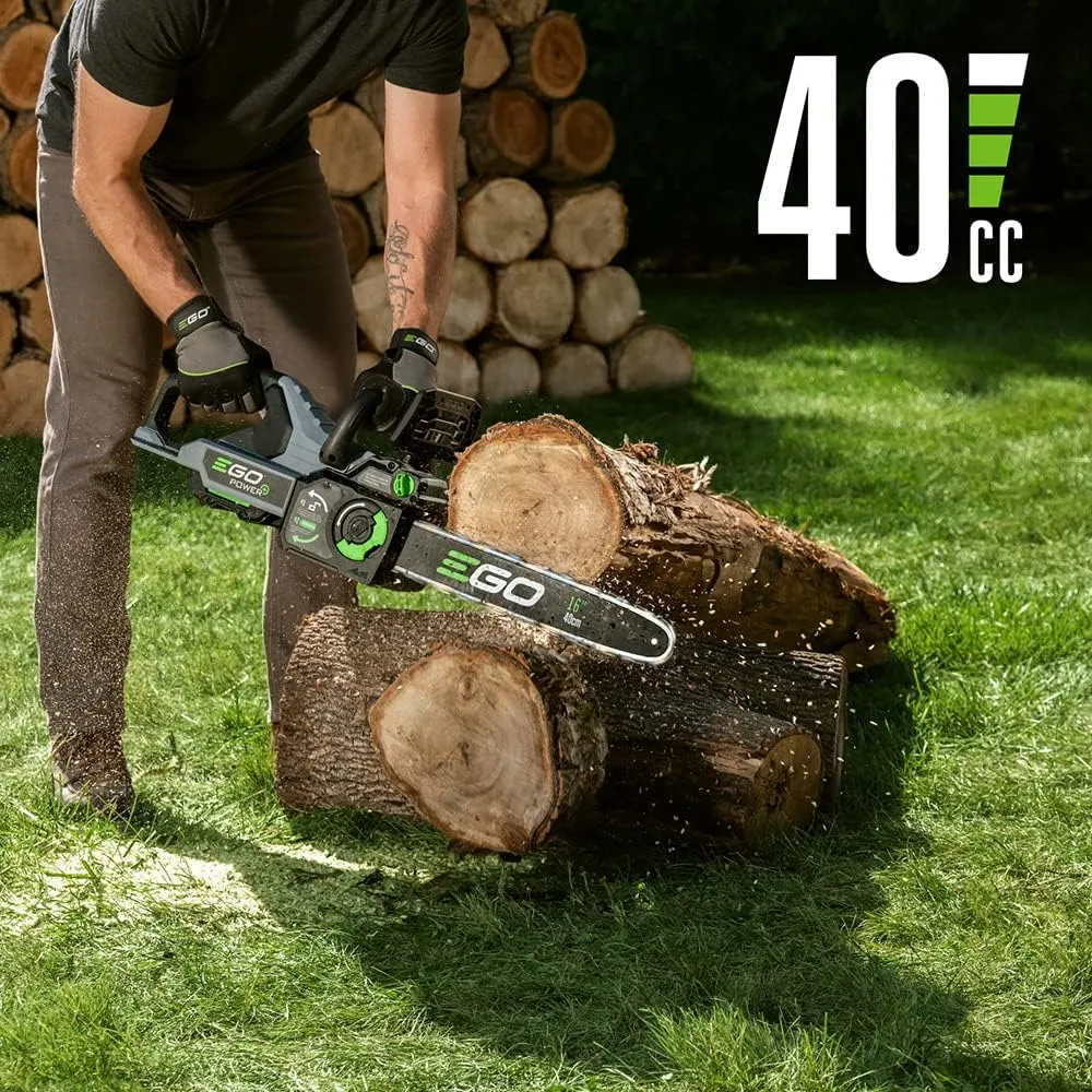 EGO POWER  Chain Saw, 16” Battery Powered Chainsaw, Electric Cordless, Includes 56V 2.5Ah Battery and Charger – CS1611