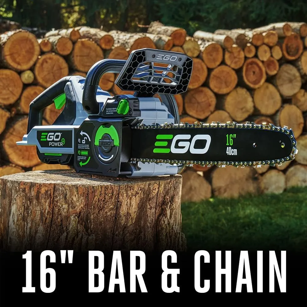 EGO POWER  Chain Saw, 16” Battery Powered Chainsaw, Electric Cordless, Includes 56V 2.5Ah Battery and Charger – CS1611