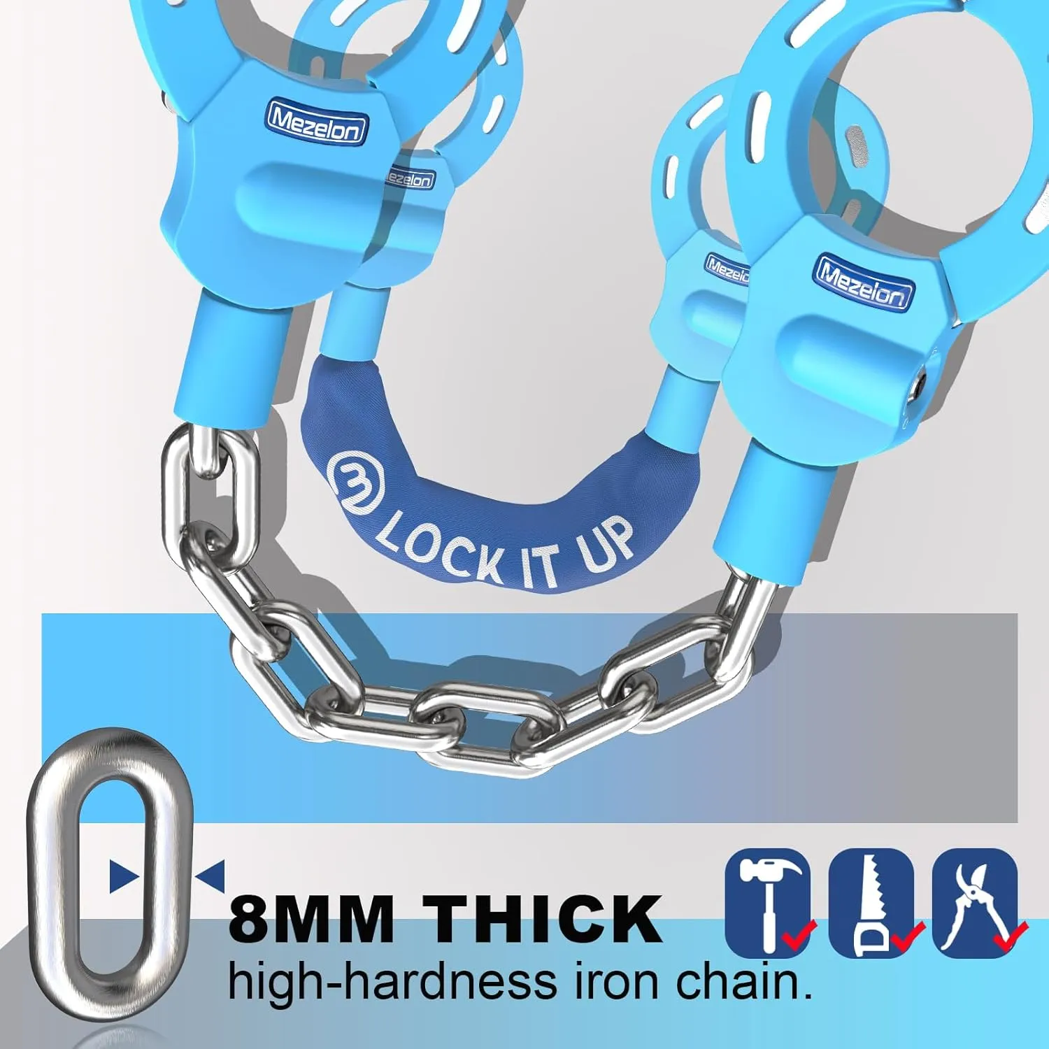 Electric Scooter Lock, 8mm Chain Lock Bike Locks Heavy Duty Anti Theft with 3 Keys for E-Bike/Electric Scooters