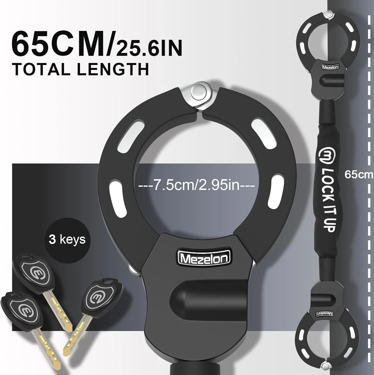 Electric Scooter Lock, 8mm Chain Lock Bike Locks Heavy Duty Anti Theft with 3 Keys for E-Bike/Electric Scooters