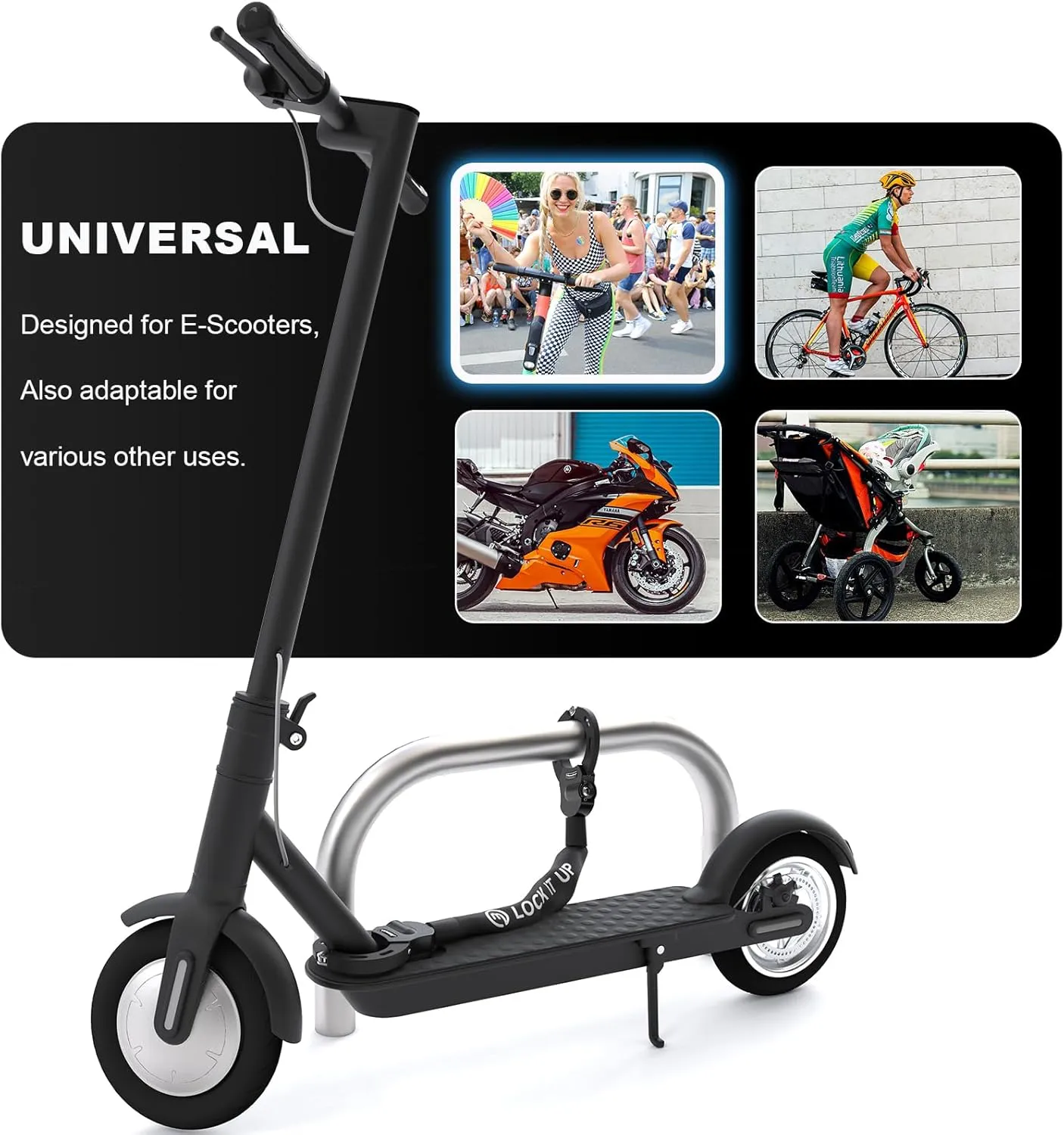 Electric Scooter Lock, 8mm Chain Lock Bike Locks Heavy Duty Anti Theft with 3 Keys for E-Bike/Electric Scooters
