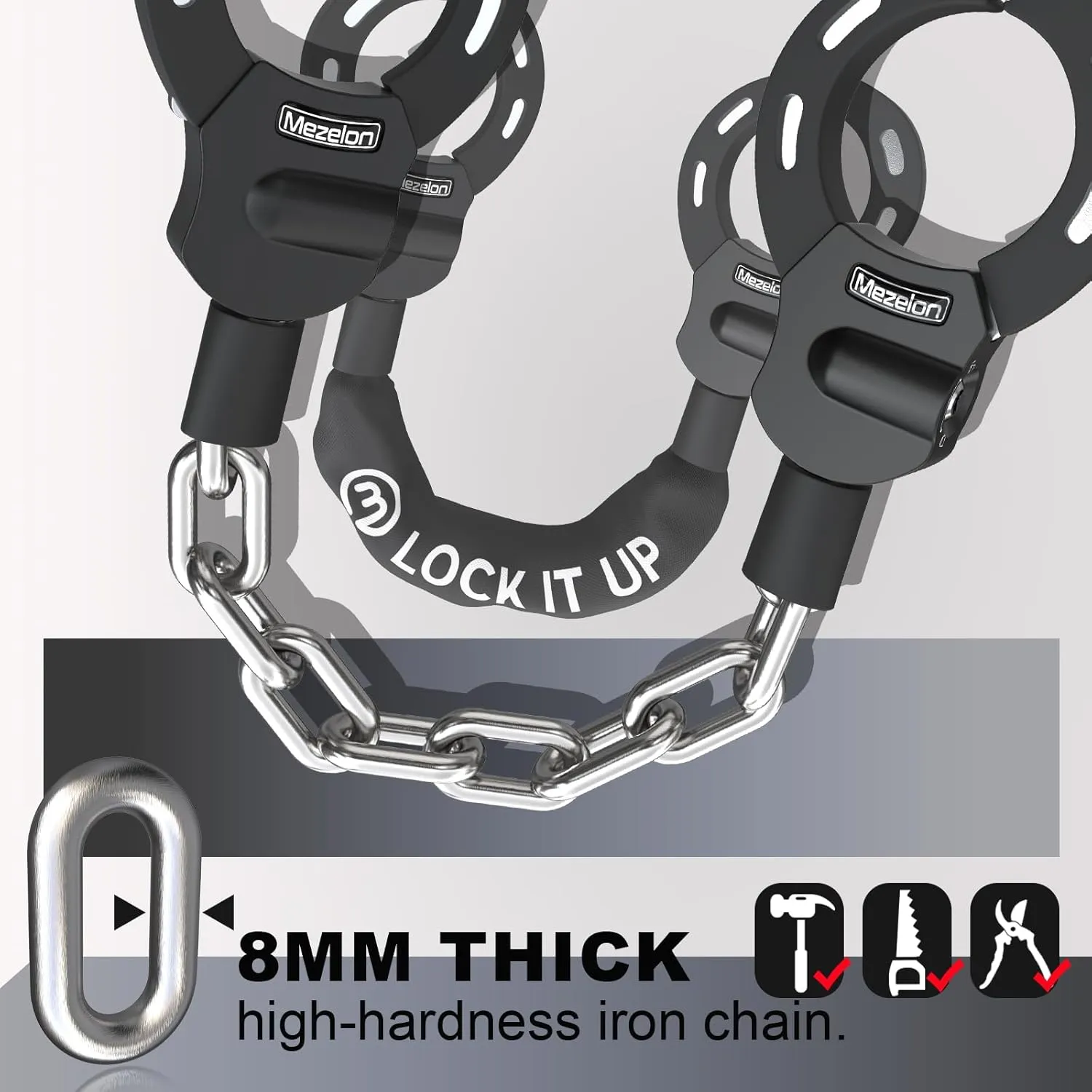 Electric Scooter Lock, 8mm Chain Lock Bike Locks Heavy Duty Anti Theft with 3 Keys for E-Bike/Electric Scooters