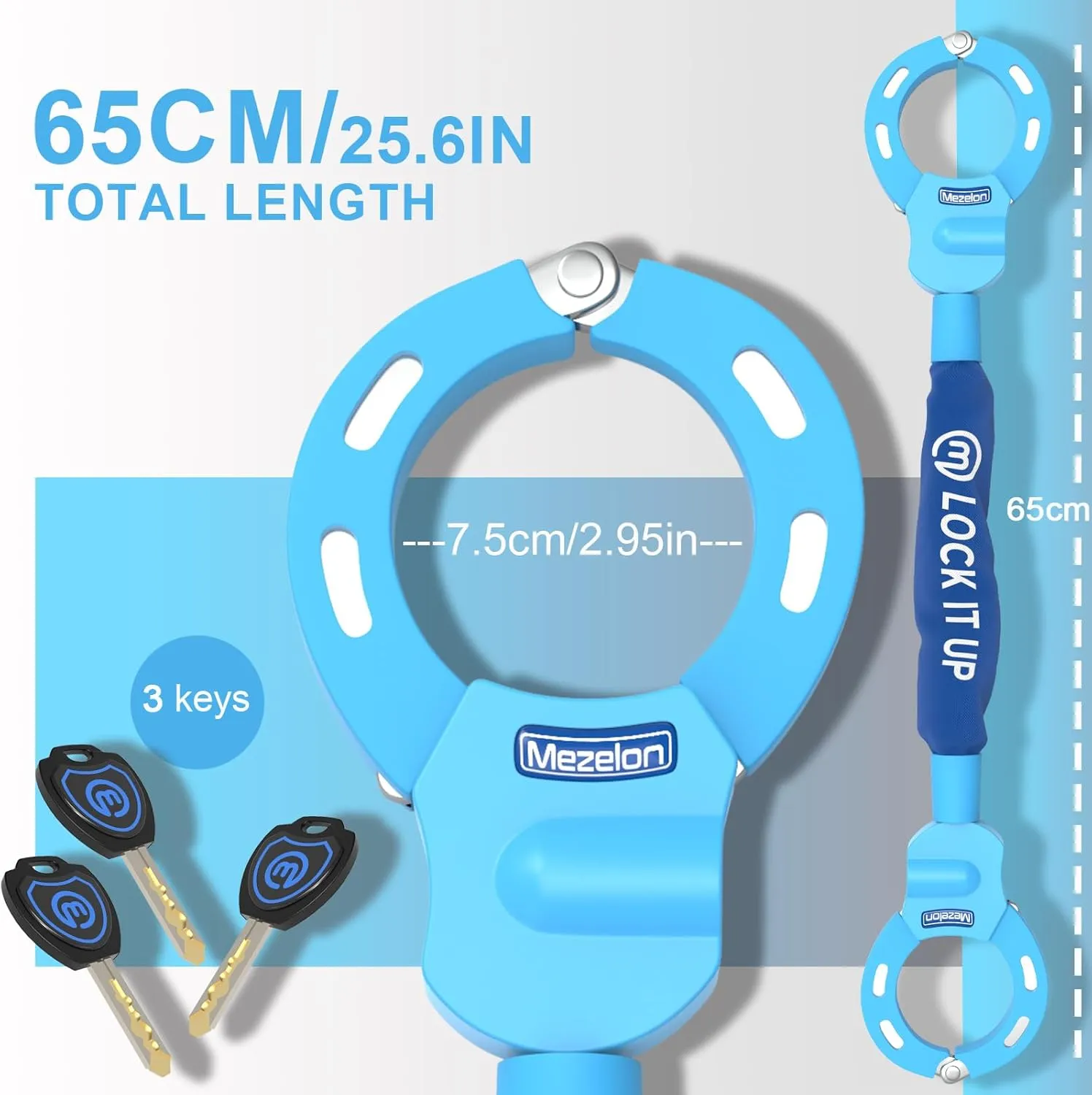 Electric Scooter Lock, 8mm Chain Lock Bike Locks Heavy Duty Anti Theft with 3 Keys for E-Bike/Electric Scooters