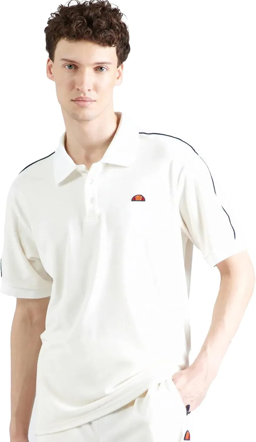 ellesse Sinise Velour Polo Shirt Off White