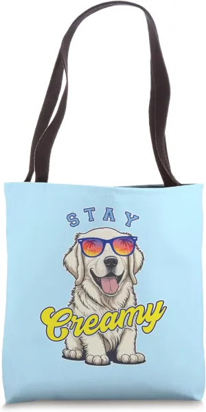 English Cream Golden Retriever Funny ECGR Puppy Stay Creamy Tote Bag