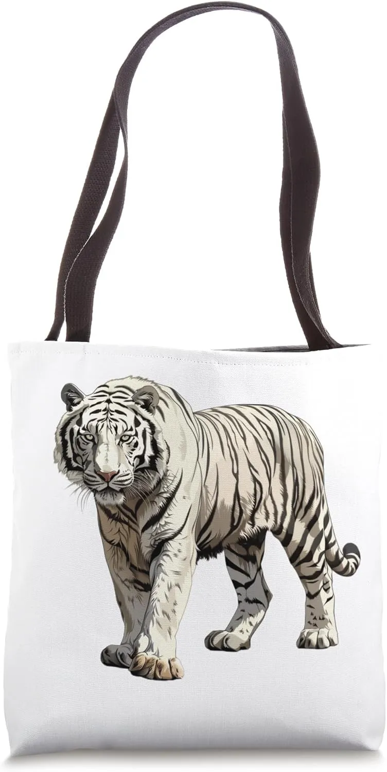 Enigmatic White Tiger Stride Tote Bag