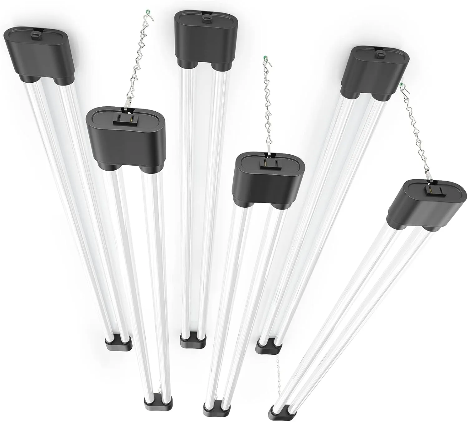 Ensenior 6 Pack Linkable Led Shop Light 4ft for Garage, 4400 High Lumens, 36W Equivalent 280W, 5000K Daylight, 48 Inch Utility Shop led Lights, Surface or Hanging Mount Fixtures, Black, ETL Certified