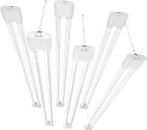 Ensenior 6 Pack Linkable Led Shop Light 4ft for Garage, 4400 High Lumens, 36W Equivalent 280W, 5000K Daylight, 48 Inch Utility Shop led Lights, Surface or Hanging Mount Fixtures, White, ETL Certified