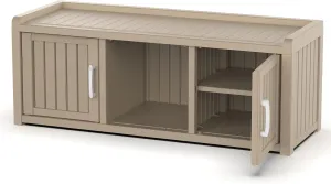 Entryway Shoe Bench with Storage, Industrial Hallway Bench with Adjustable Shelves, Rustic (Beige, Dual-Sided)