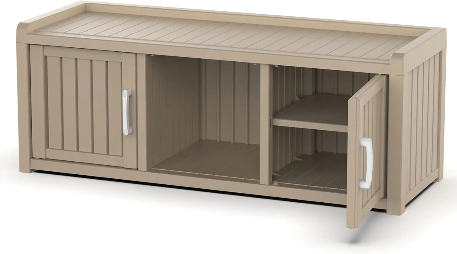 Entryway Shoe Bench with Storage, Industrial Hallway Bench with Adjustable Shelves, Rustic (Beige, Dual-Sided)