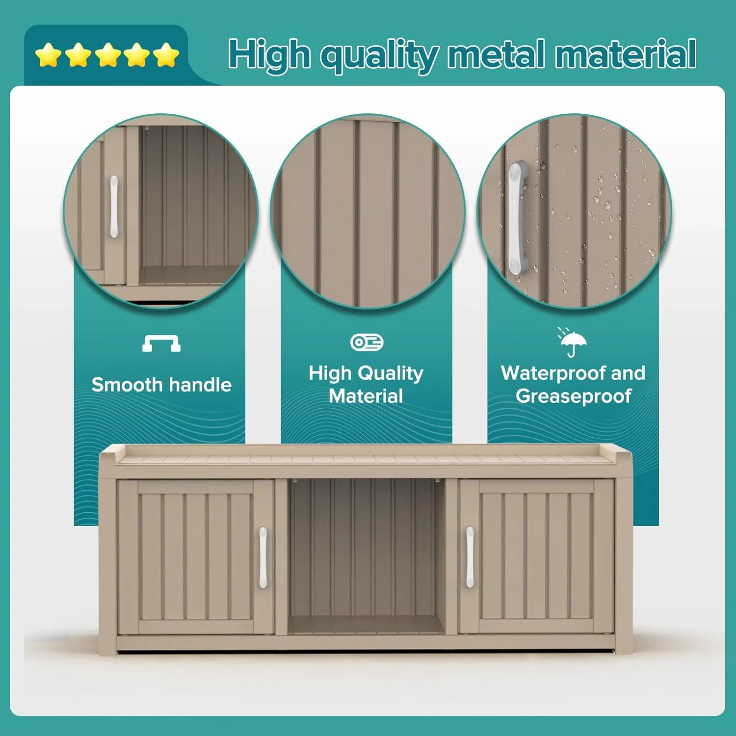 Entryway Shoe Bench with Storage, Industrial Hallway Bench with Adjustable Shelves, Rustic (Beige, Dual-Sided)