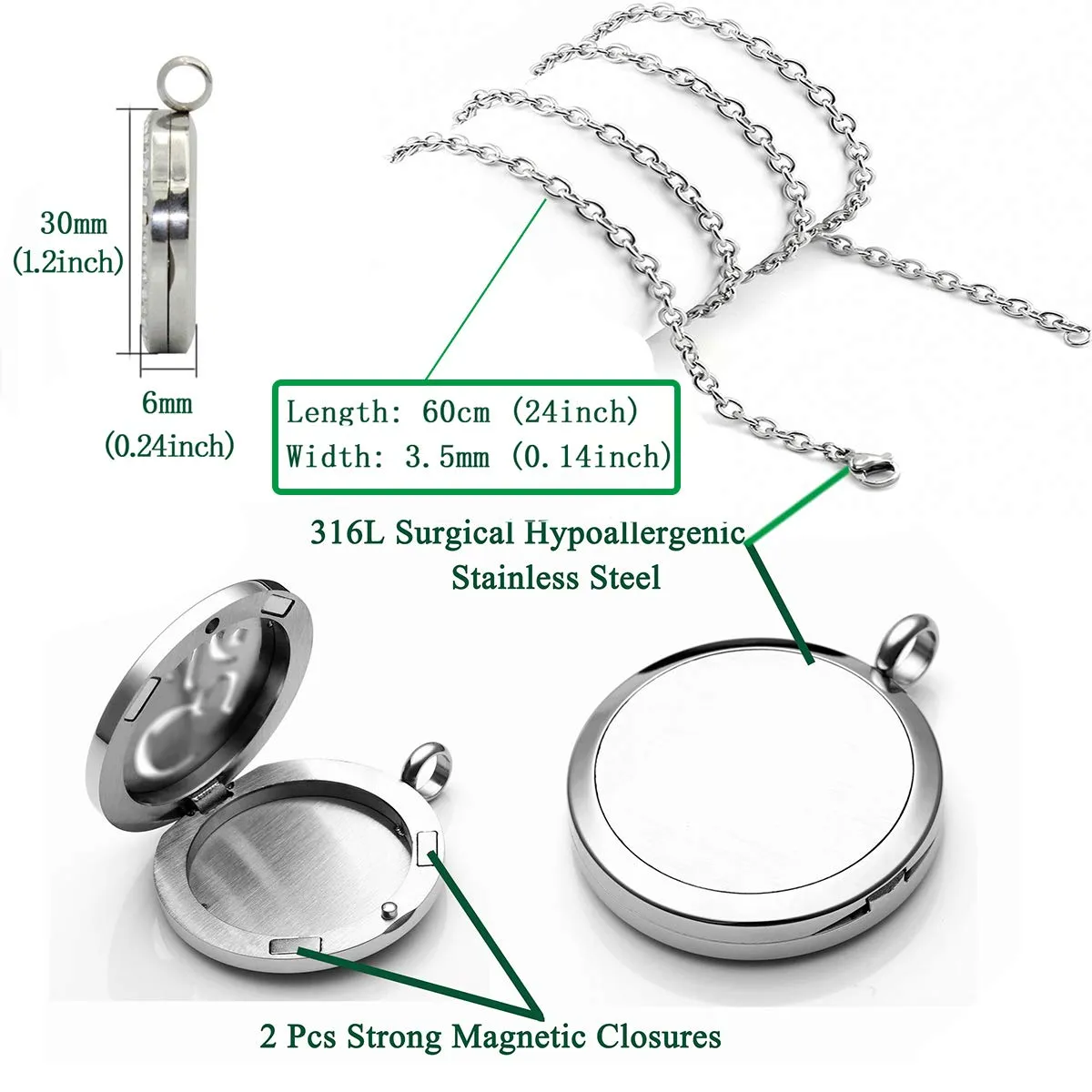 Essential Oil Diffuser Necklace, Aromatherapy Stainless Steel Turtle Chain Pendant Locket Jewelry for Men Women