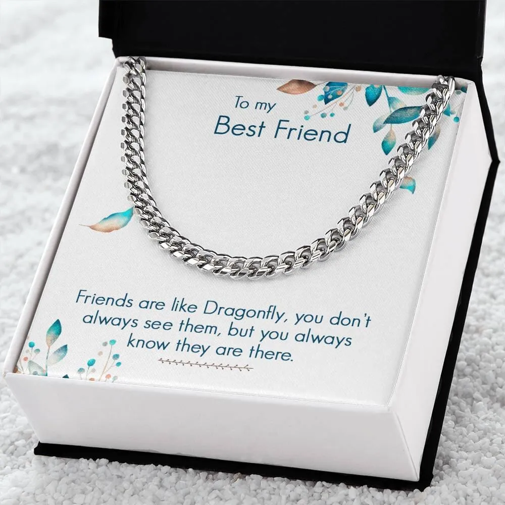 Eternal Bond: The Dragonfly Friendship Cuban Link Chain Necklace